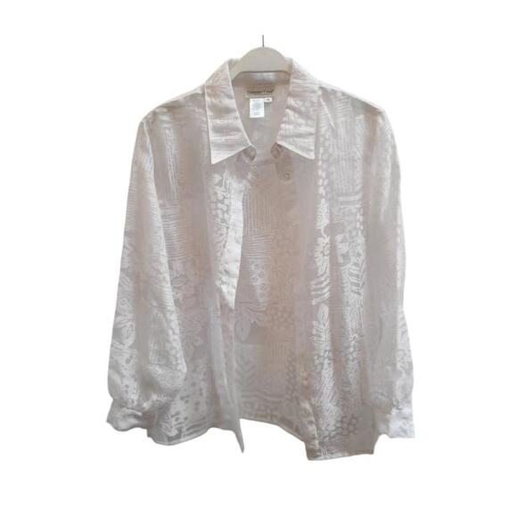 Coldwater Creek Oversized Sheer Floral Lace Shirt - White - Size Petite Small - Picture 1 of 9